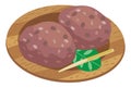 Illustration of the rice dumpling covered with bean jam.