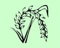 illustration of a rice flower green