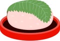 Bean paste rice cake wrapped in a cherry leaf