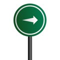 Right arrow road sign with green circle board v.9 Royalty Free Stock Photo