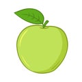 Illustration of ripe green apple in bright colors. Royalty Free Stock Photo