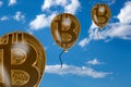 Bitcoin bubbles floating into sky
