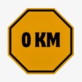 an illustration of a road sign or information 0 km Royalty Free Stock Photo