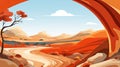 an illustration of a road through a tunnel in the desert Royalty Free Stock Photo