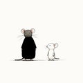 Minimalistic Portraits Of A Cartoon Mouse And A Black Mouse