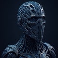 illustration of Robocop cyberpunk android. Robot futuristic soldier. generative AI