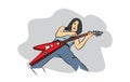 Cartoon vector illustration design, rock music guitarist action Royalty Free Stock Photo