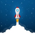 Rocket launch icon on blue sky background Royalty Free Stock Photo