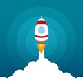 Rocket launch icon on blue sky background Royalty Free Stock Photo