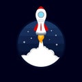 Rocket launch icon on blue sky background Royalty Free Stock Photo