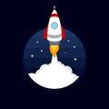 Rocket launch icon on blue sky background Royalty Free Stock Photo