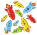 Illustration of Rockets on White Background Royalty Free Stock Photo