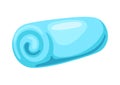 Illustration of rolled blue towel.