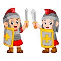 Roman soldier with sword standing up Royalty Free Stock Photo