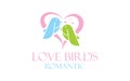 Illustration of Romantic Birds with love