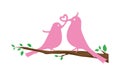 Illustration of Romantic Birds with love
