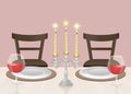 Illustration of romantic candlelit dinner