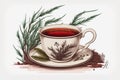 Illustration of Rooibos red tea, with a white background. Classic organic herbal tea Royalty Free Stock Photo