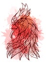 Illustration of a rooster head with boho pattern Royalty Free Stock Photo