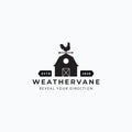 Illustration of rooster weathervane and barn vector good for farm company logo design Royalty Free Stock Photo
