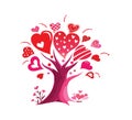 illustration of rose and heart in valentine`s day. Royalty Free Stock Photo