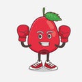 Rose Hip Fruit cartoon mascot character in sporty boxing style