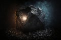Rough dark stone lit by spotlight background, abstract, unique Royalty Free Stock Photo