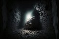 Rough dark stone lit by spotlight background, abstract, unique Royalty Free Stock Photo