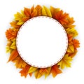 Round frame with autumn leaves isolated on white background Royalty Free Stock Photo