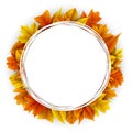 Round frame with autumn leaves isolated on white background Royalty Free Stock Photo