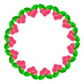 illustration. round frame of pink forest summer berries