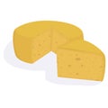 Illustration of a round shape hard cheese. sectional cheese. the concept of dairy products, cheese dairy.