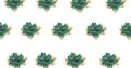 Illustration of rows of green flowers on white background