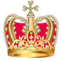 Of royal gold crown with jewels and ornament Royalty Free Stock Photo