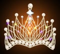 royal shiny gold crown with precious stones and jewelry