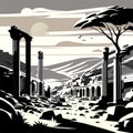 Illustration of the ruins of the ancient city of Persepolis AI generated