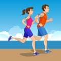 Illustration of a runners - couple running