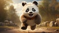 illustration of running Cute Panda. generative ai