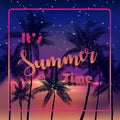 It`s summer time with palm trees at night background Royalty Free Stock Photo