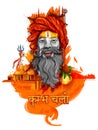 Sadhu saint of India for grand festival and Hindi text Kumbh Mela