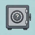 Illustration of a safe with a large combination dial on its front. The dial features a prominent Royalty Free Stock Photo