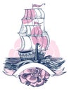 Illustration of a sailer