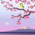 Illustration with sakura and fujiyama