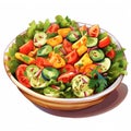 illustration of Salad is food that very much vegetables are carrot broccoli brinjal cucumber tomatoes capsicums etc