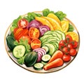 illustration of Salad is food that very much vegetables are carrot broccoli brinjal cucumber tomatoes capsicums etc