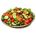 illustration of Salad is food that very much vegetables are carrot broccoli brinjal cucumber tomatoes capsicums etc