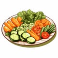 illustration of Salad is food that very much vegetables are carrot broccoli brinjal cucumber tomatoes capsicums etc