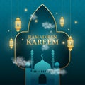 Illustration of Salam Ramadhan Kareem Vector. mosque very elegant color of the sky