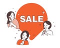 Illustration of sale, autumn sales, shopping with girlfriends
