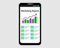 Illustration of sales report on smartphone device